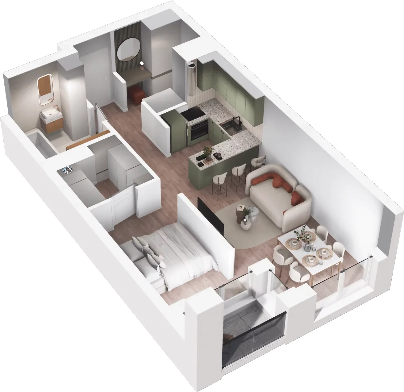 1 pokój, mieszkanie 46,45 m², piętro 3, oferta nr A/15, Midori House, Wrocław, Przedmieście Oławskie, ul. Szybka 9