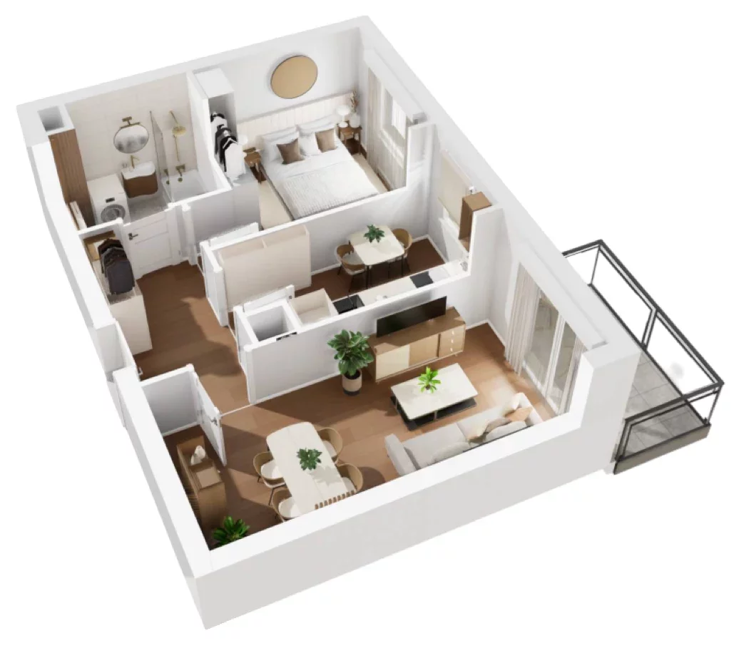2 pokoje, mieszkanie 44,48 m², piętro 4, oferta nr B1/57, Osiedle Bokserska 2, Warszawa, Ursynów, Wyczółki, ul. Bokserska 73A