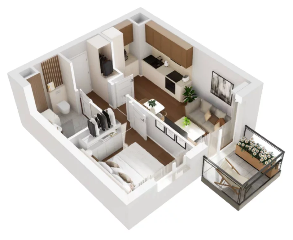 2 pokoje, mieszkanie 32,53 m², piętro 4, oferta nr B1/63, Osiedle Bokserska 2, Warszawa, Ursynów, Wyczółki, ul. Bokserska 73A