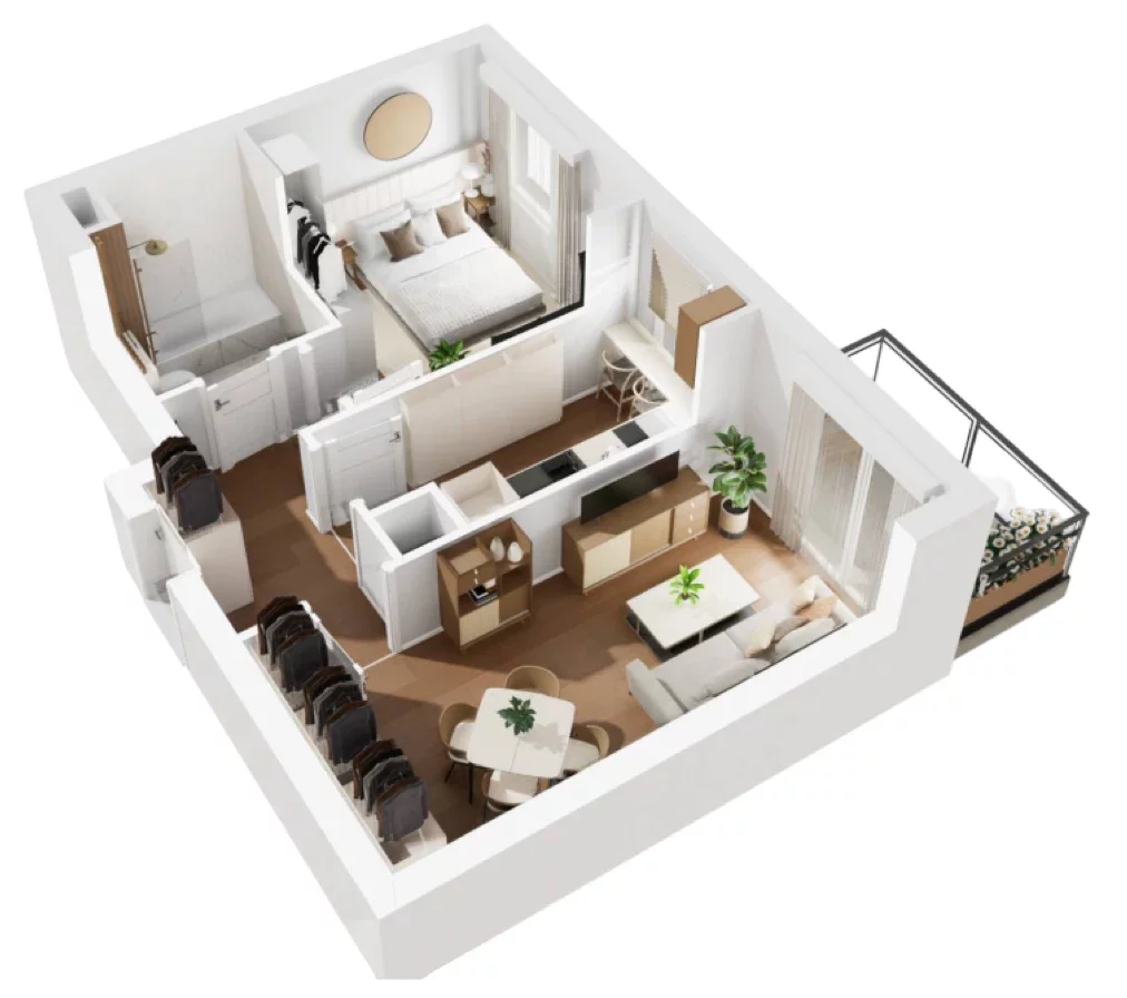 2 pokoje, mieszkanie 43,38 m², piętro 4, oferta nr B1/70, Osiedle Bokserska 2, Warszawa, Ursynów, Wyczółki, ul. Bokserska 73A