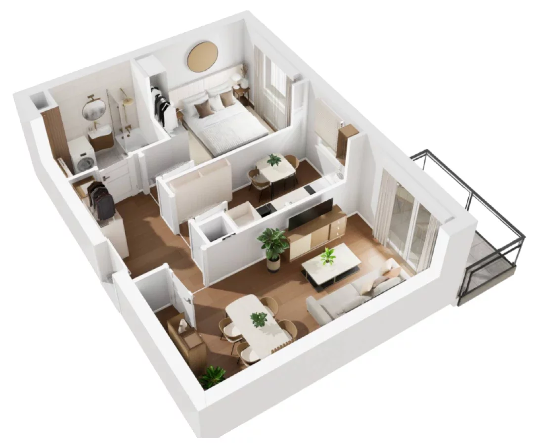 2 pokoje, mieszkanie 44,96 m², piętro 7, oferta nr B1/101, Osiedle Bokserska 2, Warszawa, Ursynów, Wyczółki, ul. Bokserska 73A