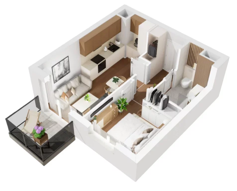 2 pokoje, mieszkanie 32,84 m², piętro 7, oferta nr B1/106, Osiedle Bokserska 2, Warszawa, Ursynów, Wyczółki, ul. Bokserska 73A