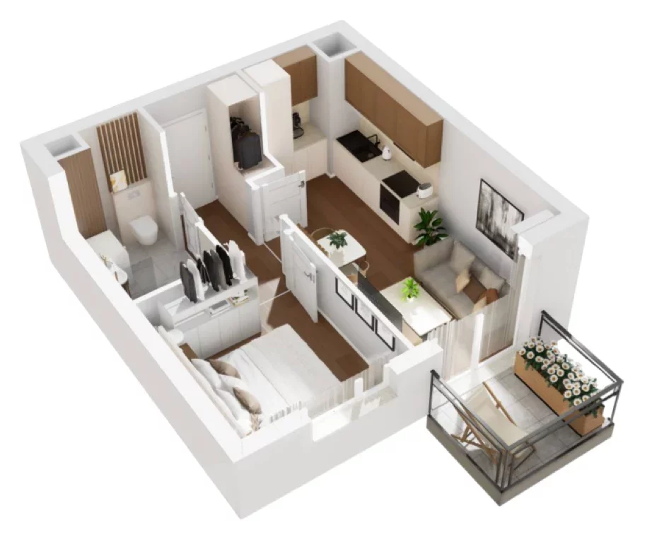 2 pokoje, mieszkanie 32,87 m², piętro 7, oferta nr B1/107, Osiedle Bokserska 2, Warszawa, Ursynów, Wyczółki, ul. Bokserska 73A