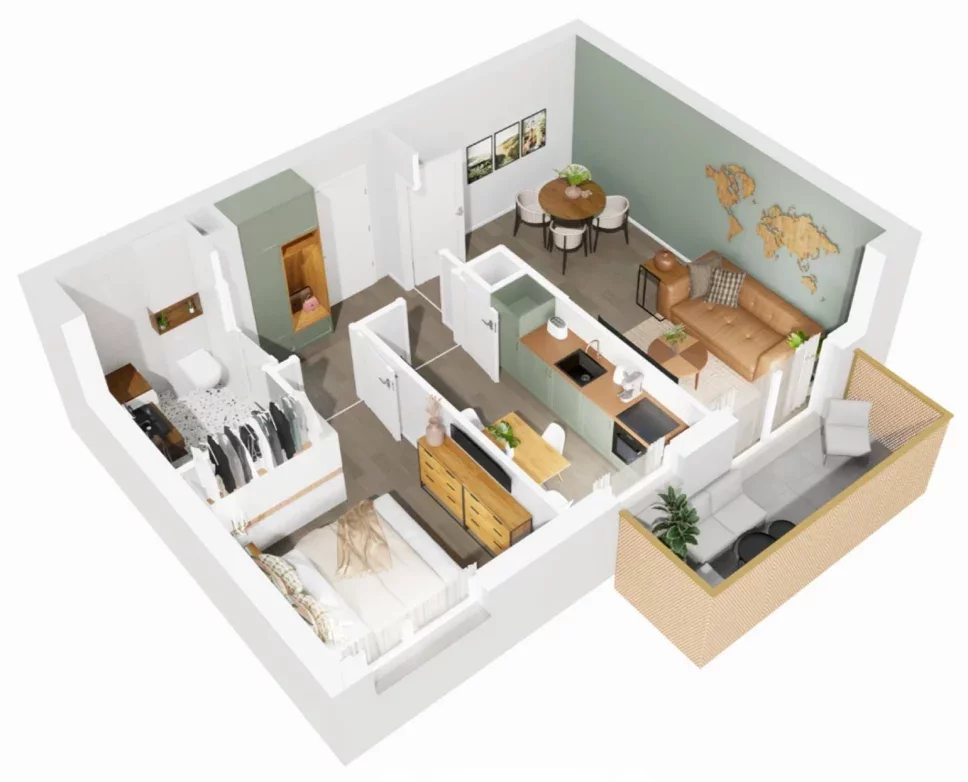 2 pokoje, mieszkanie 43,78 m², piętro 3, oferta nr 8/1175, Nowy Grabiszyn 8, Wrocław, Grabiszyn-Grabiszynek, Fabryczna, ul. Miedziana