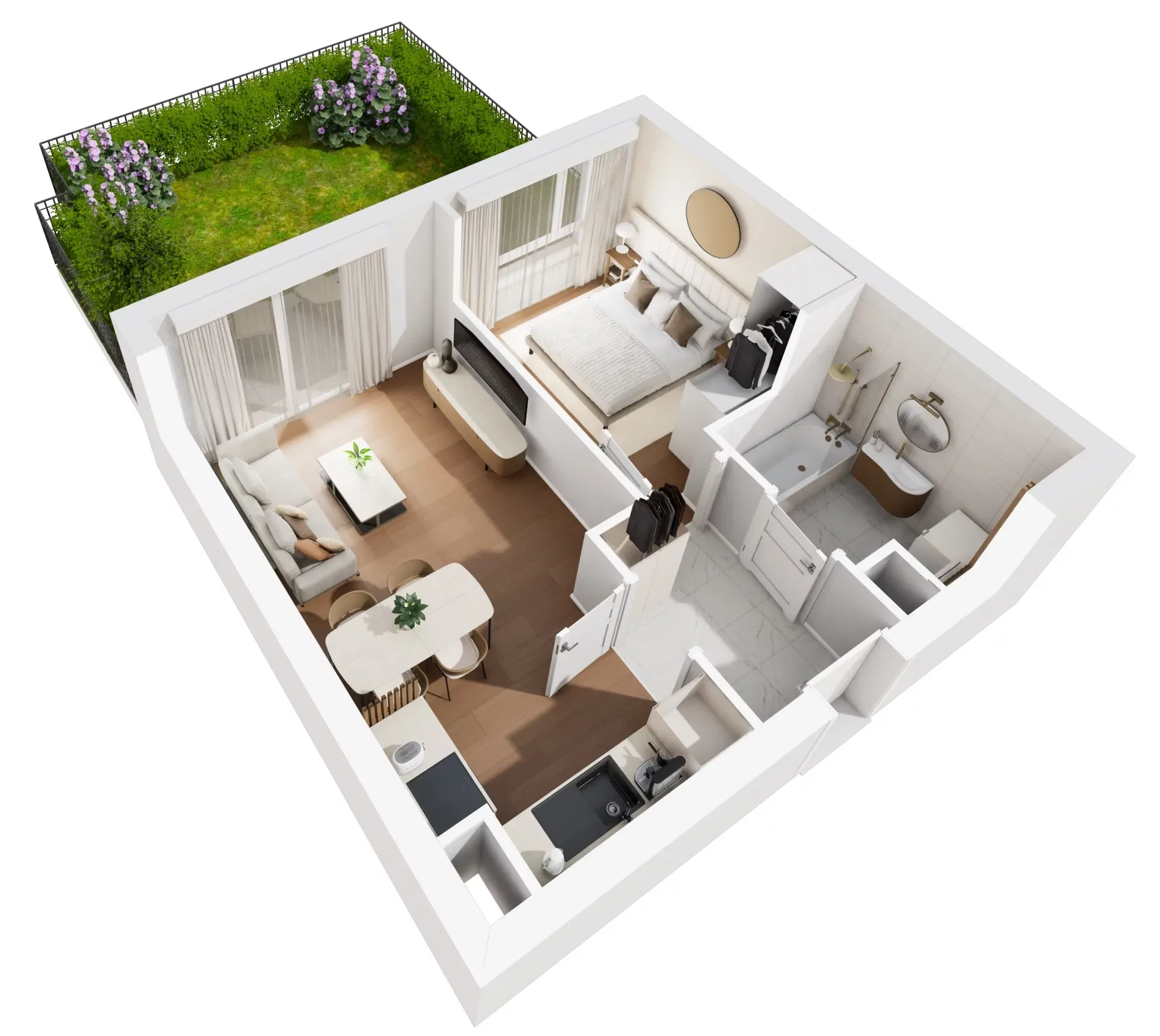 2 pokoje, mieszkanie 38,57 m², parter, oferta nr B2/19, Wiślany Mokotów VIII, Warszawa, Mokotów, Czerniaków, al. Polski Walczącej