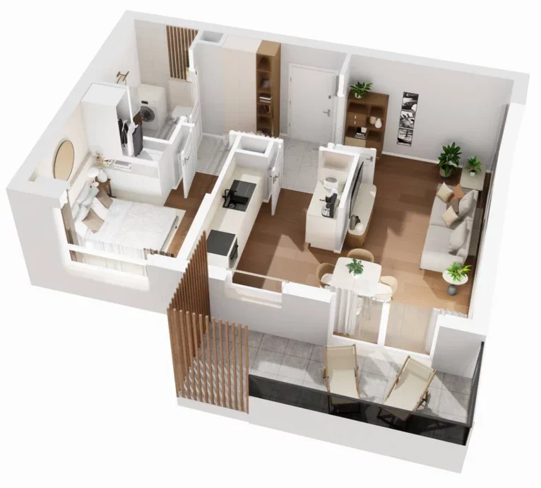 2 pokoje, mieszkanie 44,69 m², piętro 2, oferta nr B5/36, Wiślany Mokotów VIII, Warszawa, Mokotów, Czerniaków, al. Polski Walczącej