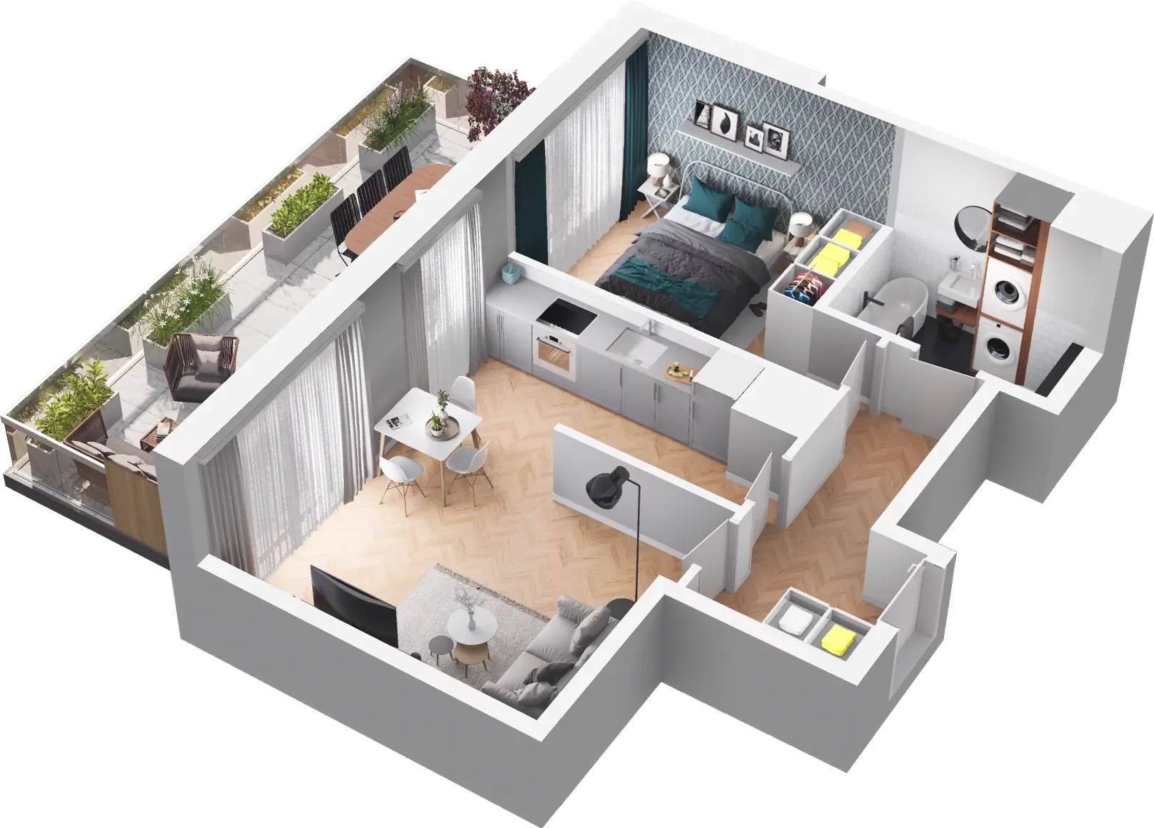 2 pokoje, mieszkanie 43,53 m², piętro 1, oferta nr B/153, 64 Dmowskiego, Poznań, Św. Łazarz, Łazarz, ul. R. Dmowskiego
