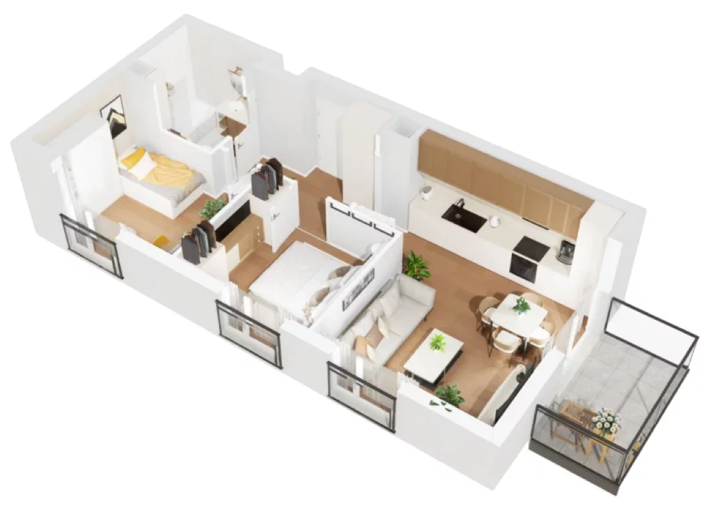 3 pokoje, mieszkanie 52,08 m², piętro 6, oferta nr B1/90, Osiedle Bokserska 2, Warszawa, Ursynów, Wyczółki, ul. Bokserska 73A