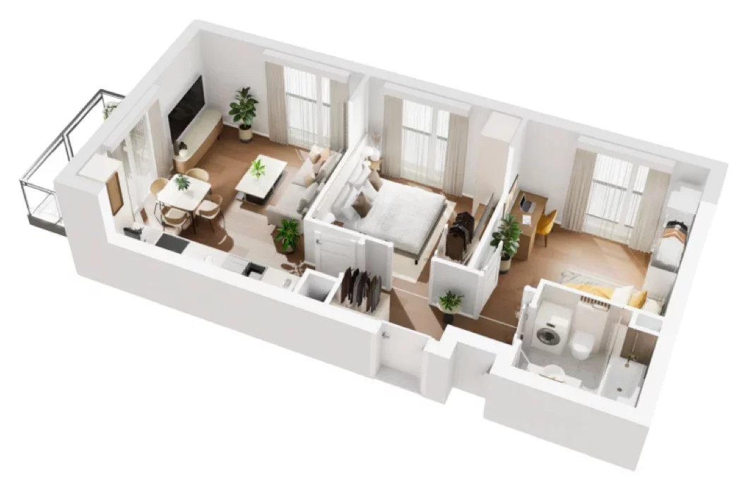 3 pokoje, mieszkanie 52,08 m², piętro 7, oferta nr B1/104, Osiedle Bokserska 2, Warszawa, Ursynów, Wyczółki, ul. Bokserska 73A