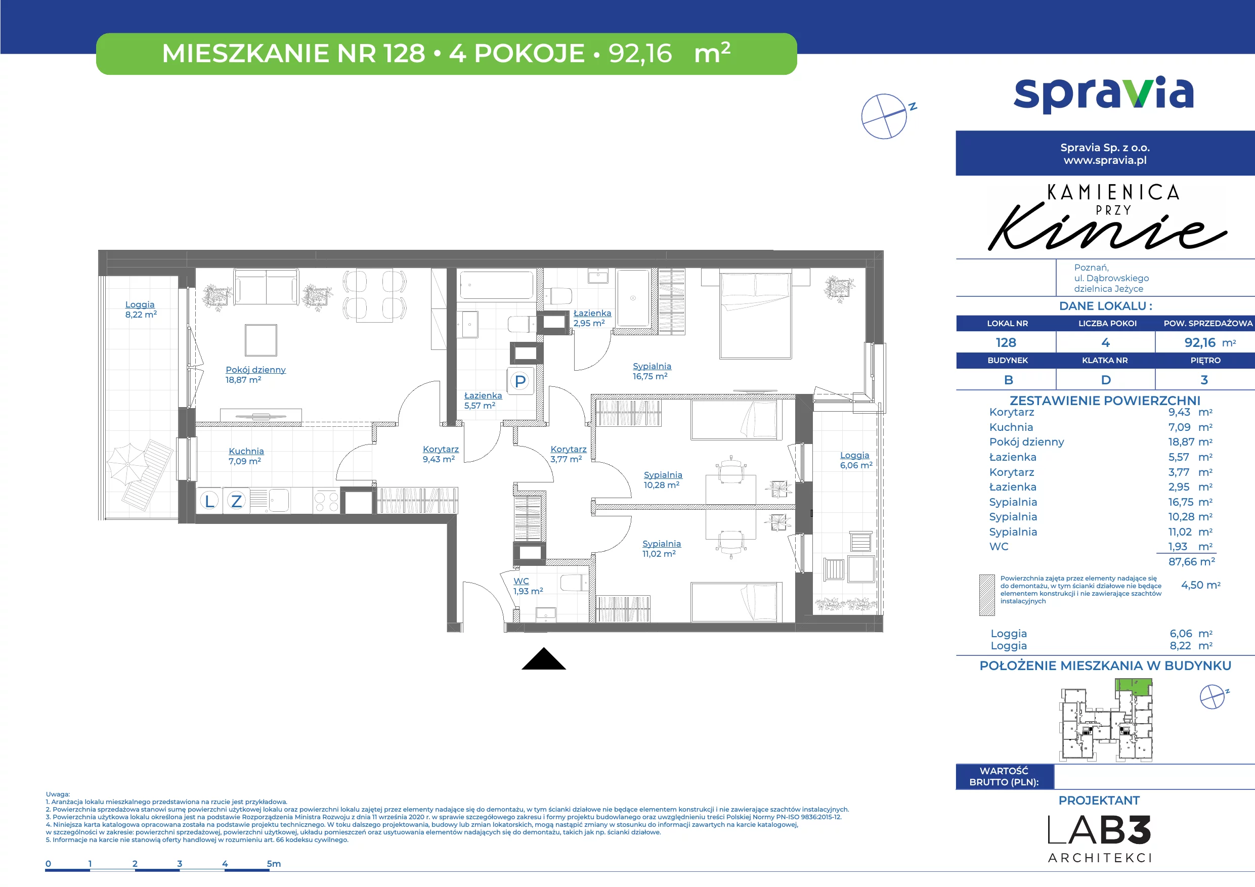 Apartament 92,16 m², piętro 3, oferta nr 128, Kamienica Przy Kinie, Poznań, Jeżyce, Jeżyce, ul. Henryka Dąbrowskiego 31