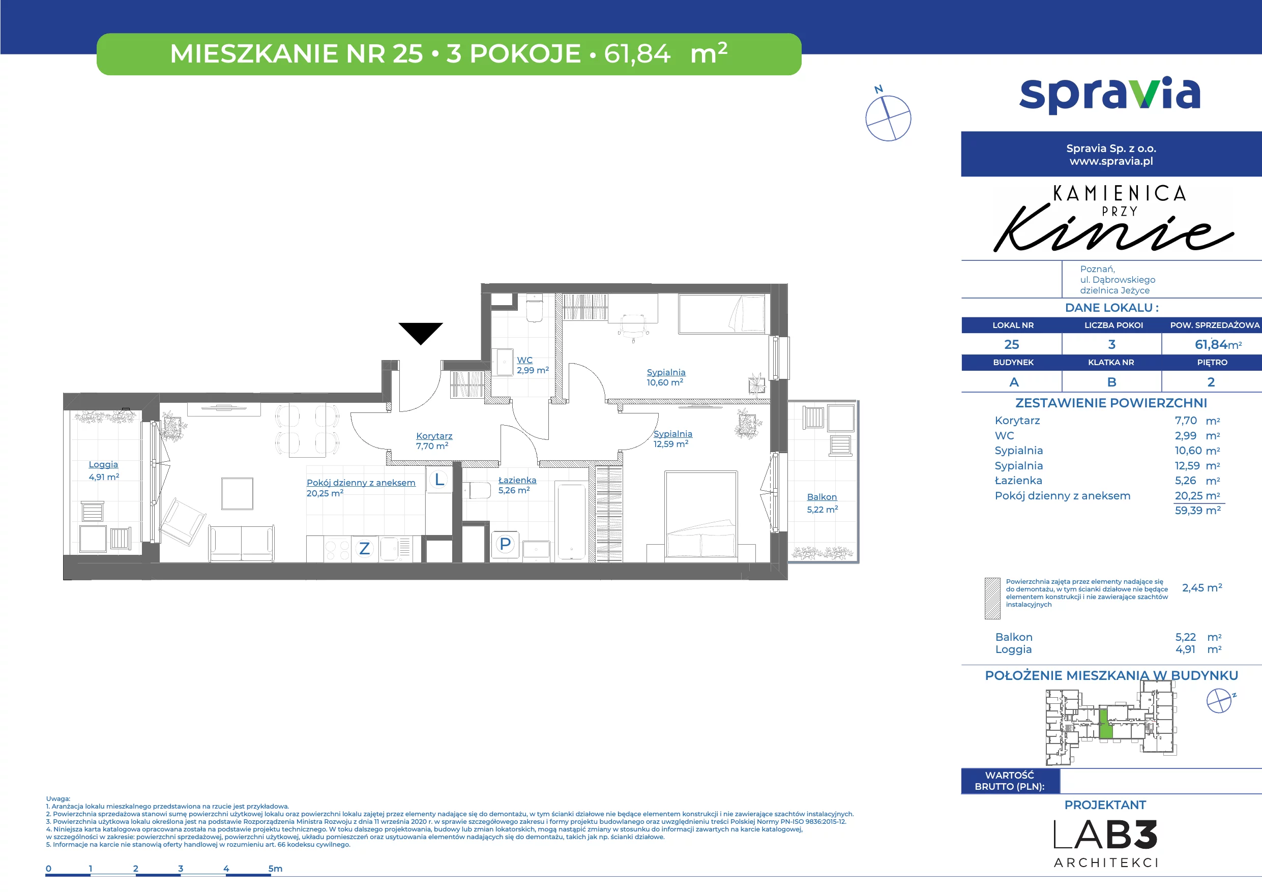 Mieszkanie 61,84 m², piętro 2, oferta nr 25, Kamienica Przy Kinie, Poznań, Jeżyce, Jeżyce, ul. Henryka Dąbrowskiego 31