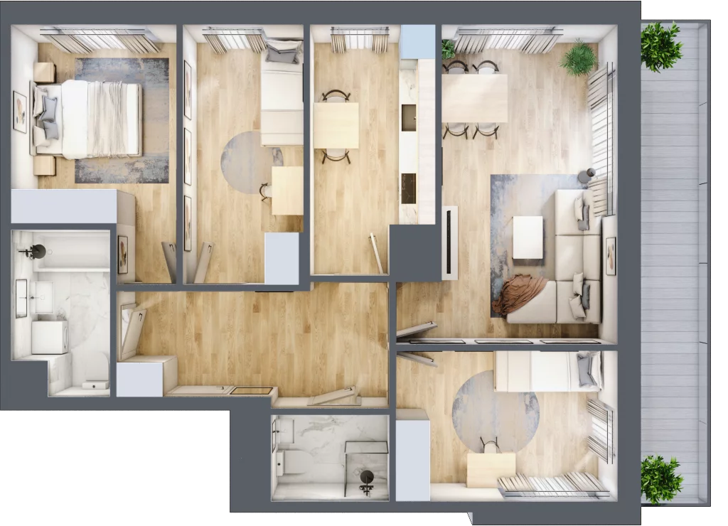4 pokoje, mieszkanie 78,18 m², piętro 8, oferta nr 36, 64 Dmowskiego, Poznań, Św. Łazarz, Łazarz, ul. R. Dmowskiego