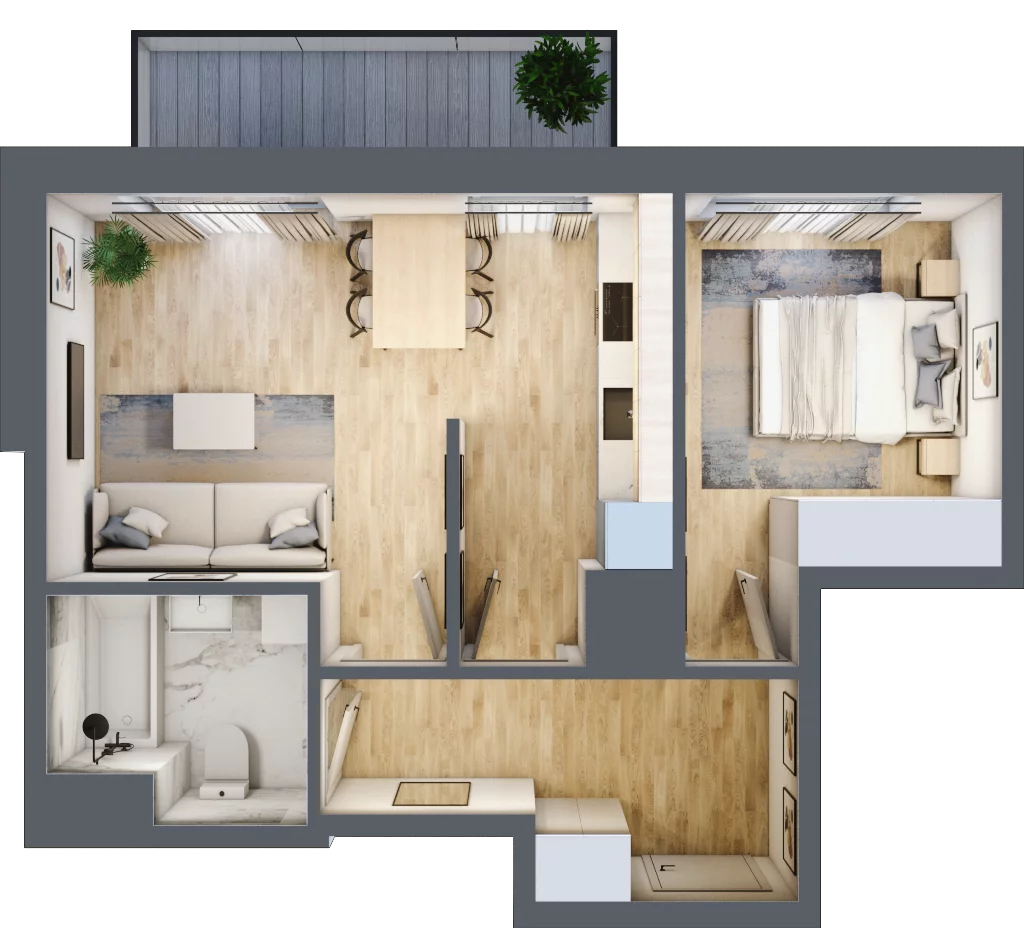 2 pokoje, mieszkanie 43,58 m², piętro 8, oferta nr 119, 64 Dmowskiego, Poznań, Św. Łazarz, Łazarz, ul. R. Dmowskiego