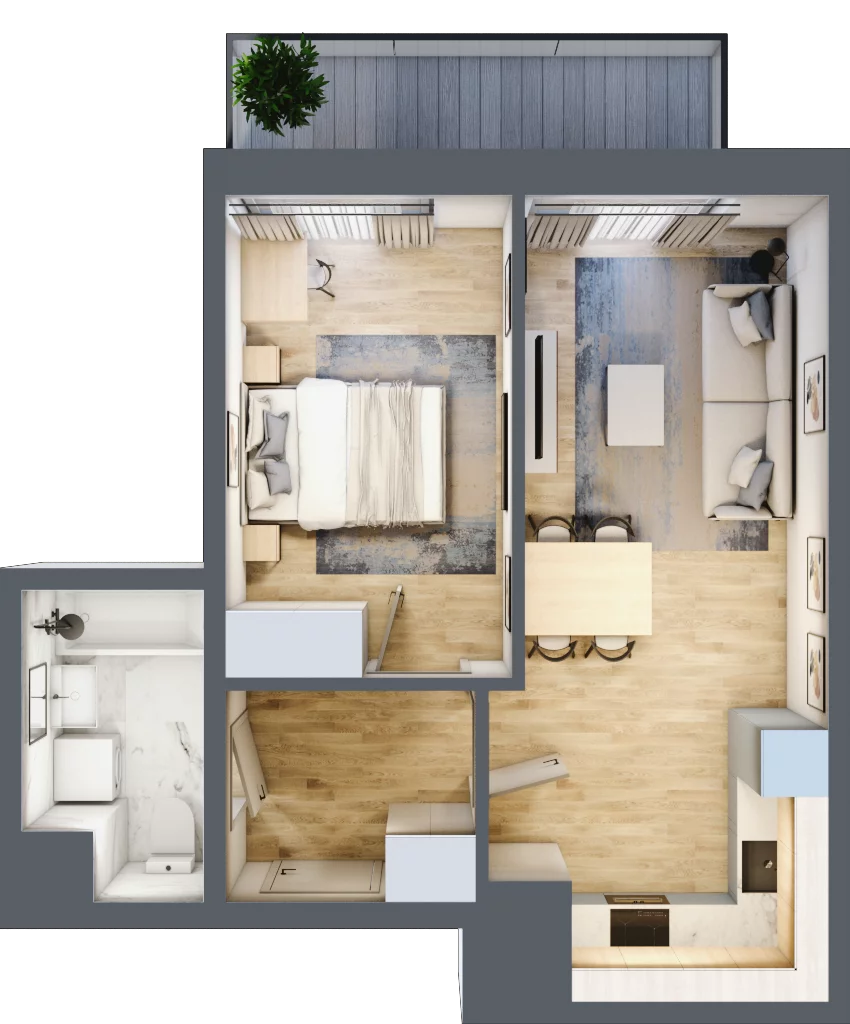 2 pokoje, mieszkanie 39,62 m², piętro 8, oferta nr 120, 64 Dmowskiego, Poznań, Św. Łazarz, Łazarz, ul. R. Dmowskiego
