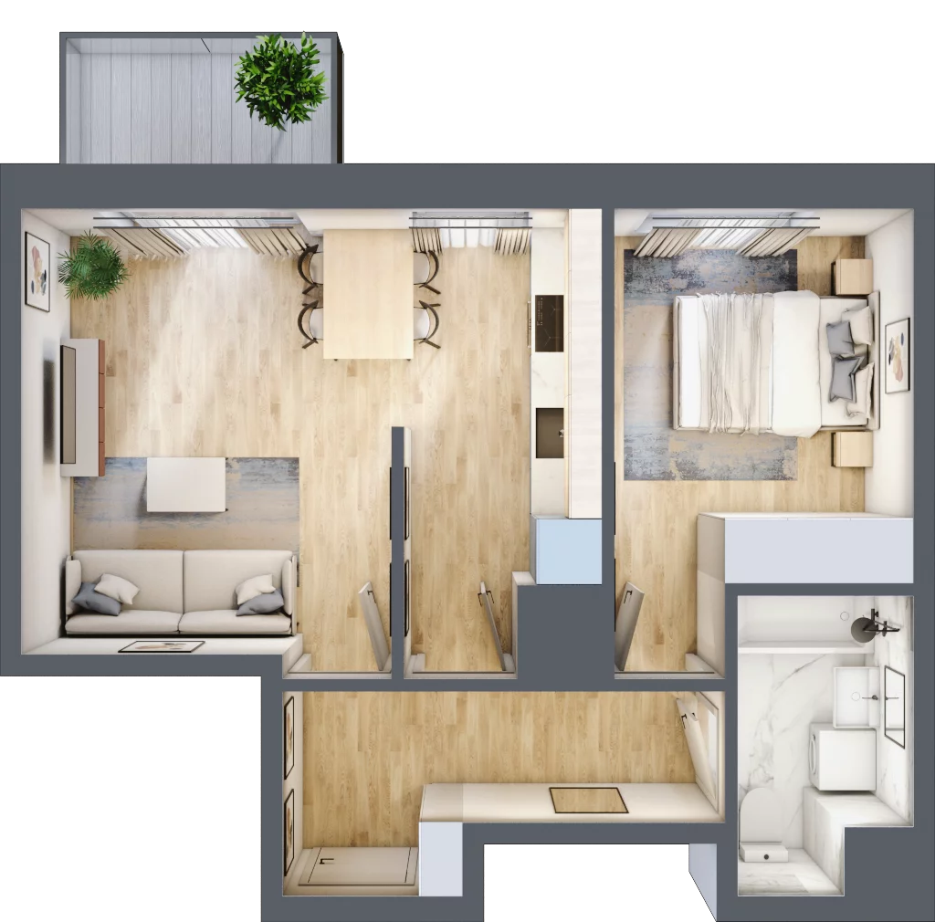 2 pokoje, mieszkanie 43,08 m², piętro 8, oferta nr 122, 64 Dmowskiego, Poznań, Św. Łazarz, Łazarz, ul. R. Dmowskiego