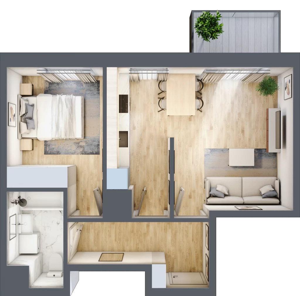 2 pokoje, mieszkanie 43,17 m², piętro 4, oferta nr 177, 64 Dmowskiego, Poznań, Św. Łazarz, Łazarz, ul. R. Dmowskiego