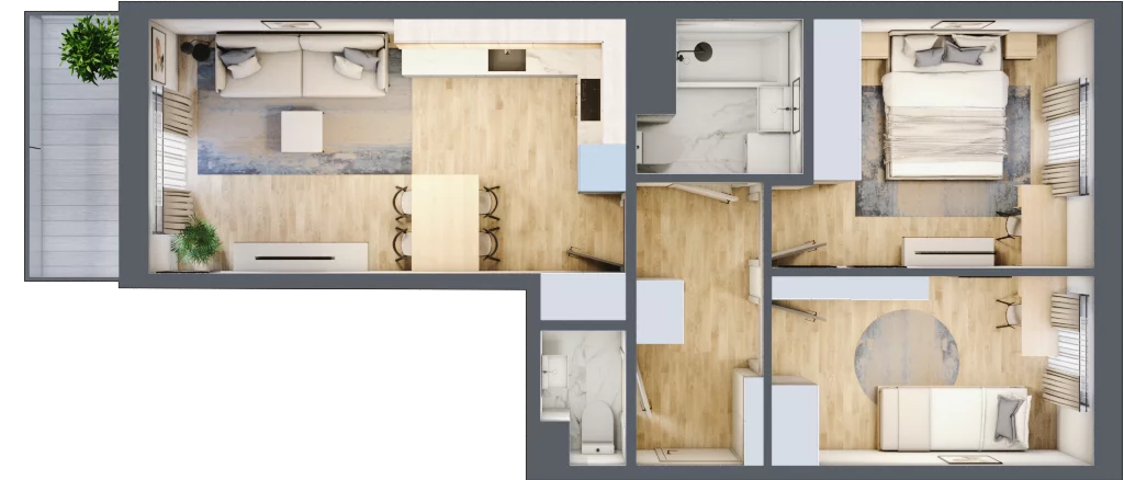 3 pokoje, mieszkanie 55,44 m², piętro 3, oferta nr 12, Osiedle Prystora, Warszawa, Ursus, Skorosze, ul. Prystora
