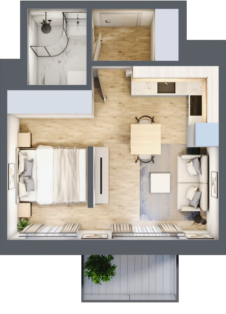 1 pokój, mieszkanie 29,87 m², piętro 6, oferta nr 43, Osiedle Prystora, Warszawa, Ursus, Skorosze, ul. Prystora