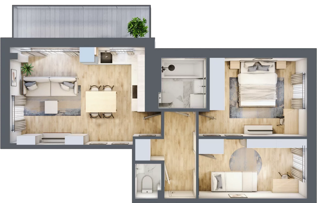 3 pokoje, mieszkanie 58,42 m², piętro 7, oferta nr 51, Osiedle Prystora, Warszawa, Ursus, Skorosze, ul. Prystora