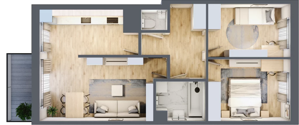 3 pokoje, mieszkanie 64,58 m², piętro 4, oferta nr 64, Osiedle Prystora, Warszawa, Ursus, Skorosze, ul. Prystora