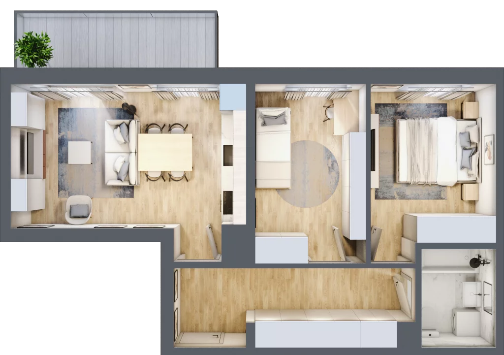 3 pokoje, mieszkanie 54,32 m², piętro 4, oferta nr 65, Osiedle Prystora, Warszawa, Ursus, Skorosze, ul. Prystora