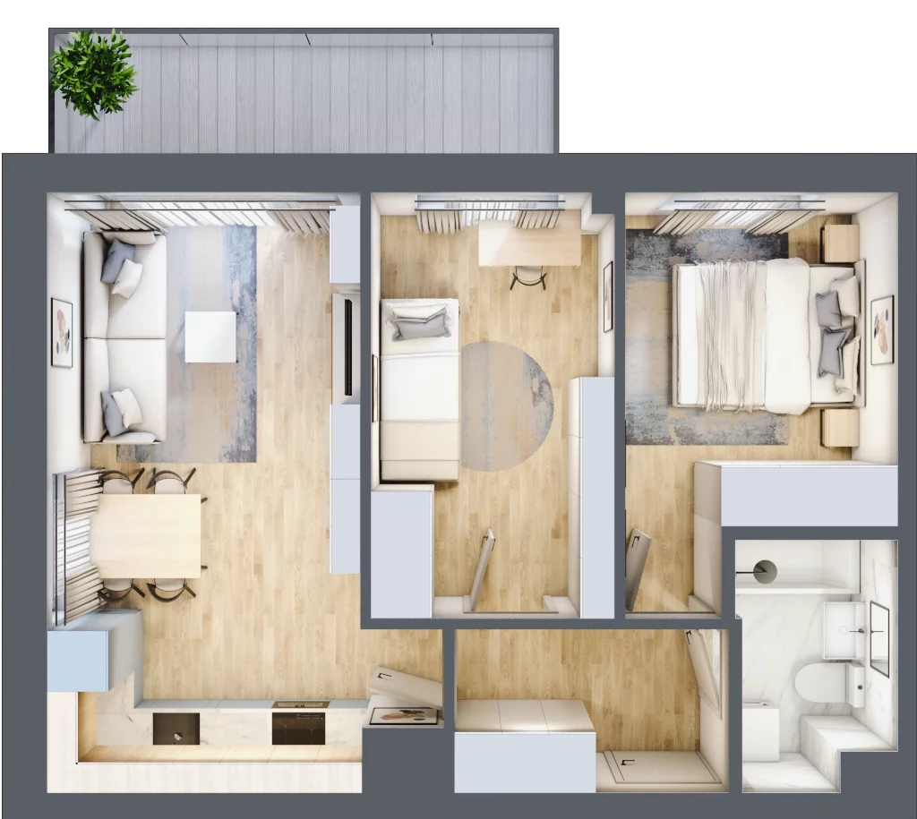 3 pokoje, mieszkanie 49,35 m², piętro 3, oferta nr 84, Osiedle Prystora, Warszawa, Ursus, Skorosze, ul. Prystora