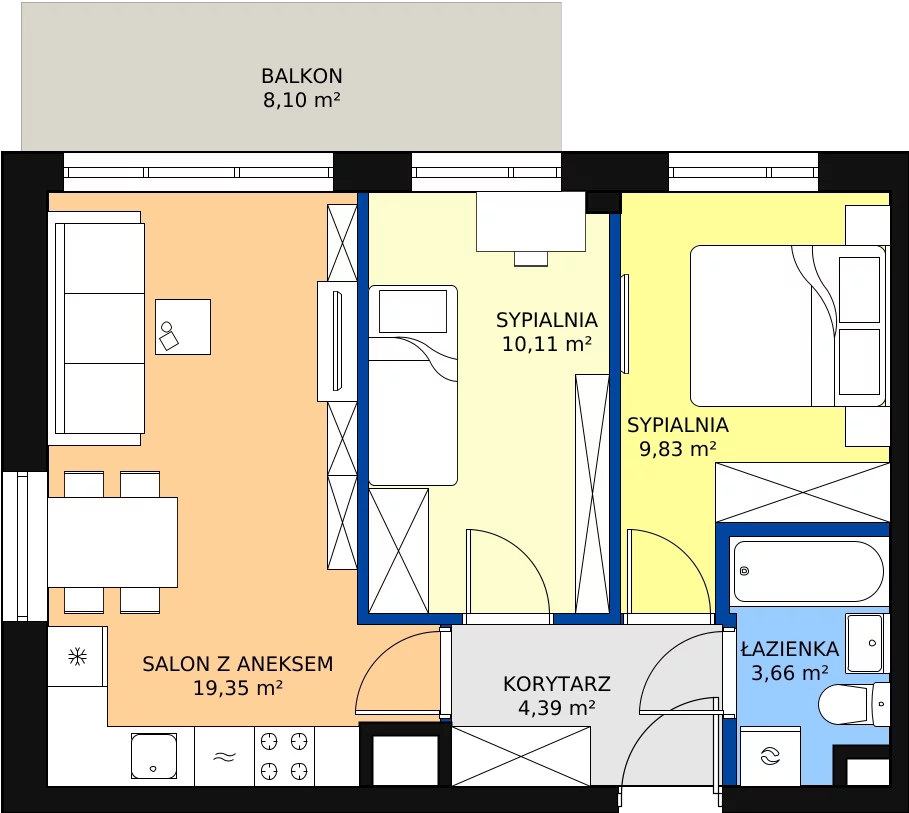 Zalety mieszkania 49.34 m², 89
