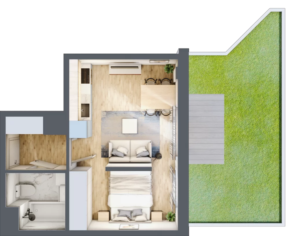 1 pokój, mieszkanie 29,74 m², parter, oferta nr 94, Osiedle Prystora, Warszawa, Ursus, Skorosze, ul. Prystora