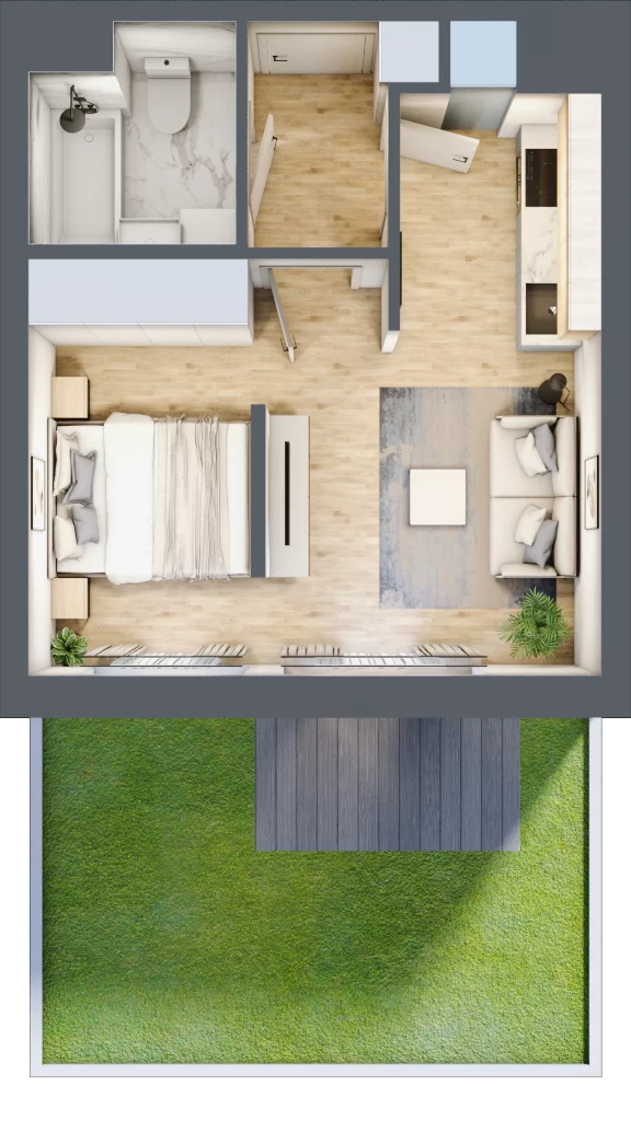 1 pokój, mieszkanie 30,51 m², parter, oferta nr 95, Osiedle Prystora, Warszawa, Ursus, Skorosze, ul. Prystora