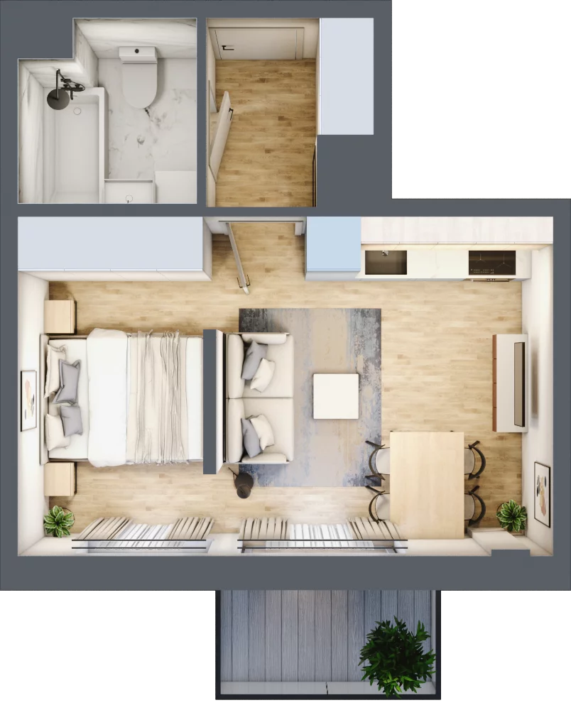 1 pokój, mieszkanie 30,26 m², piętro 1, oferta nr 100, Osiedle Prystora, Warszawa, Ursus, Skorosze, ul. Prystora