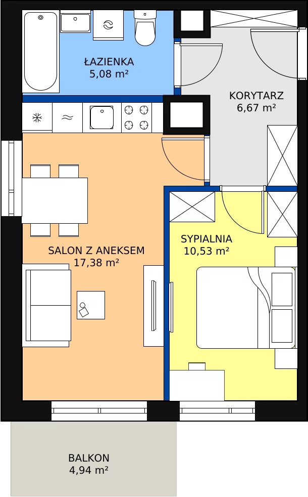 Zalety mieszkania 41.11 m², 103