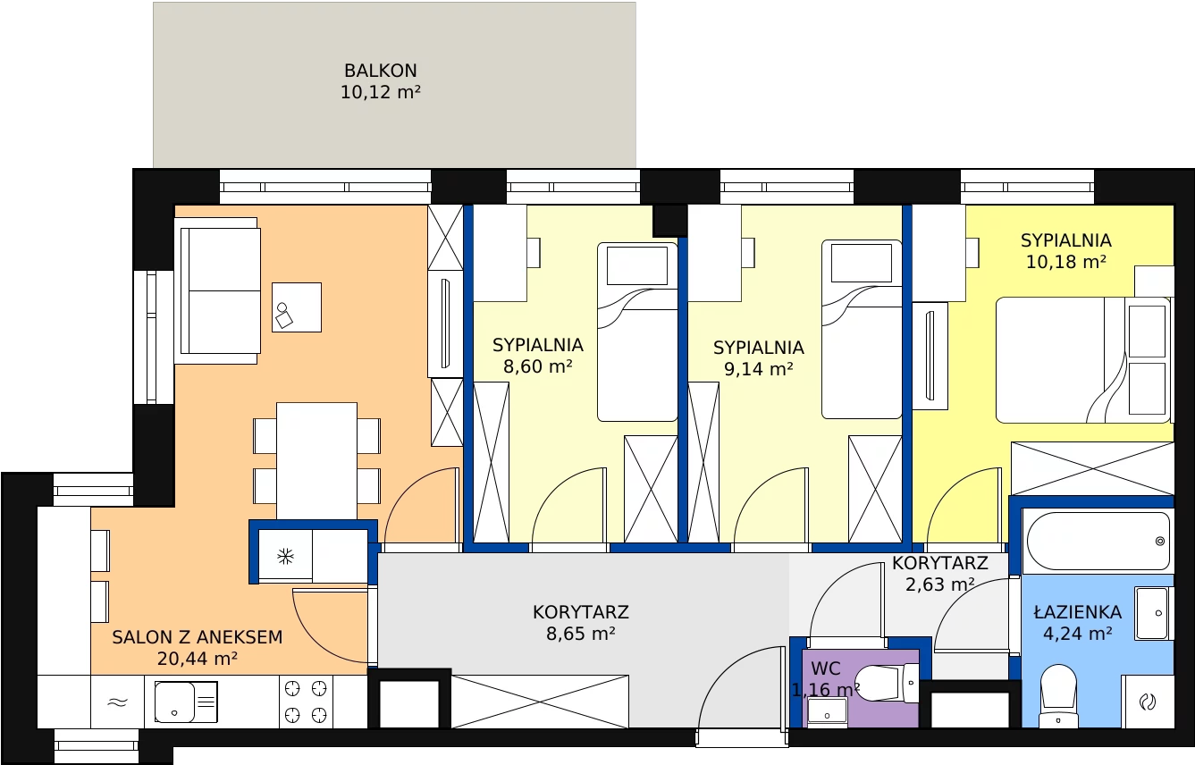 Zalety mieszkania 68.43 m², 110