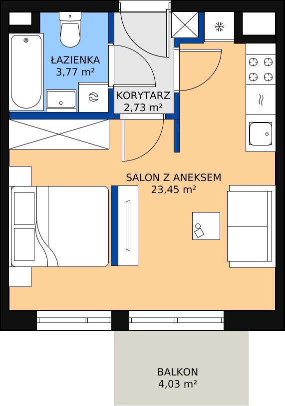 Zalety mieszkania 31.19 m², 119
