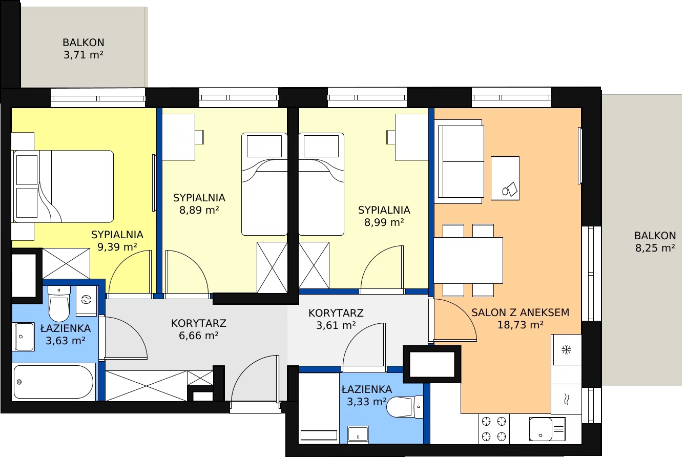 Zalety mieszkania 66.09 m², 19-13