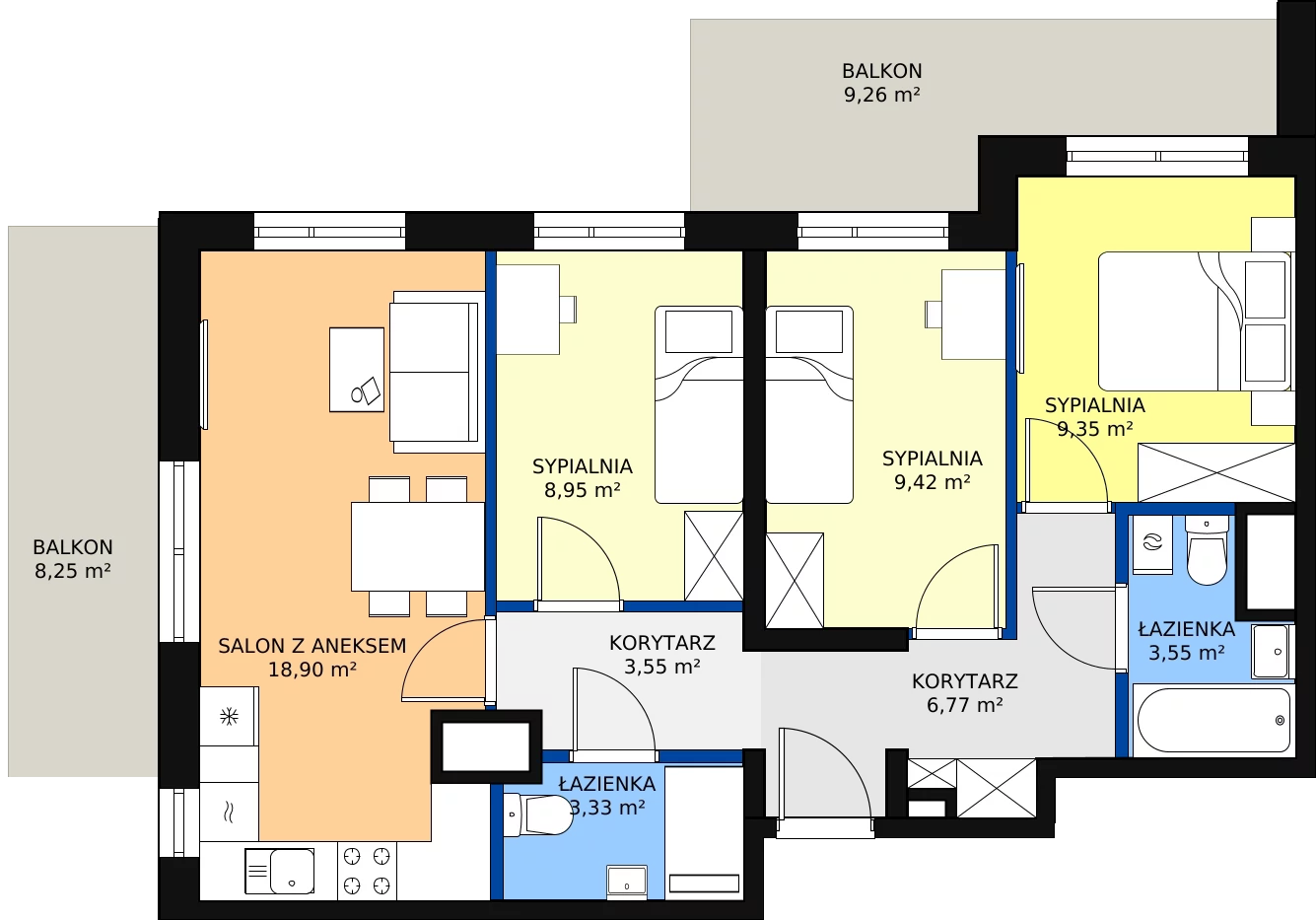 Zalety mieszkania 66.73 m², 19-25