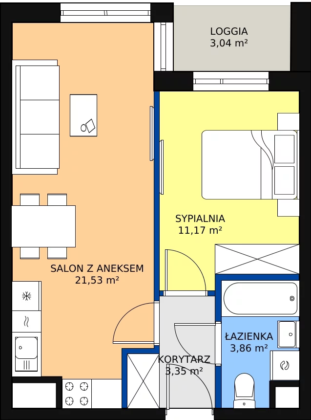Zalety mieszkania 41.4 m², 19-61