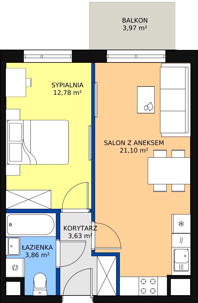 Zalety mieszkania 42.97 m², 19-67
