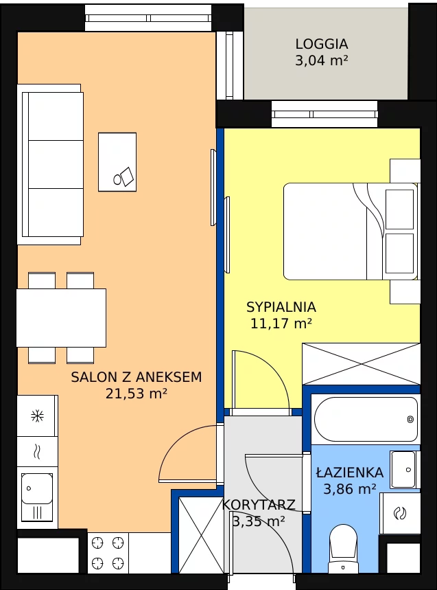 Zalety mieszkania 41.4 m², 19-71
