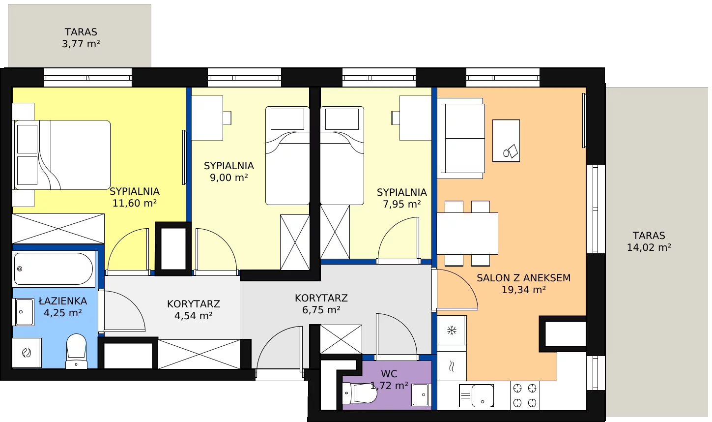 Zalety mieszkania 68.7 m², 19-78
