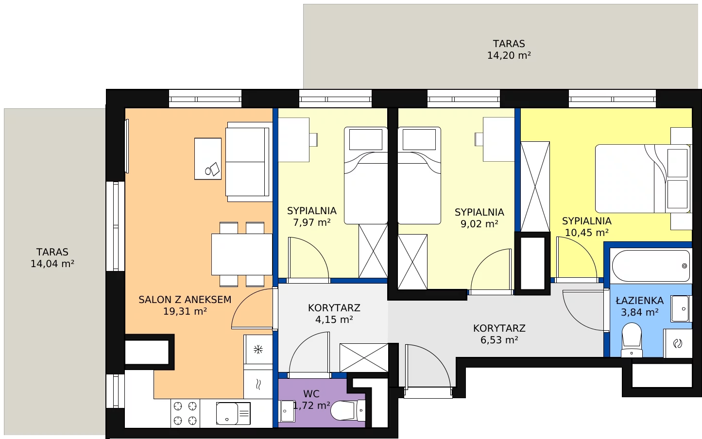 Zalety mieszkania 66.5 m², 19-79