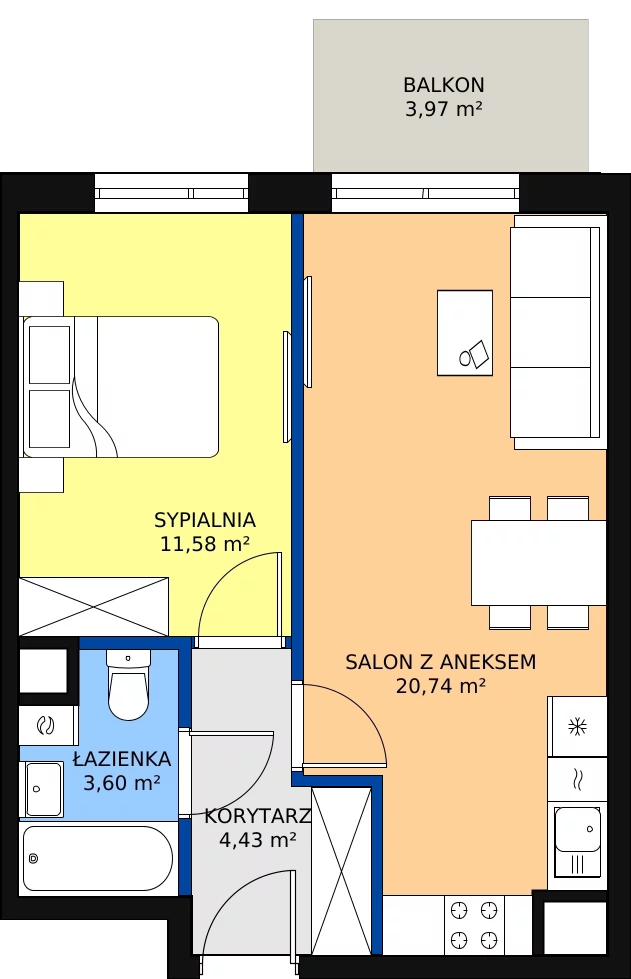 Zalety mieszkania 41.86 m², 19-84