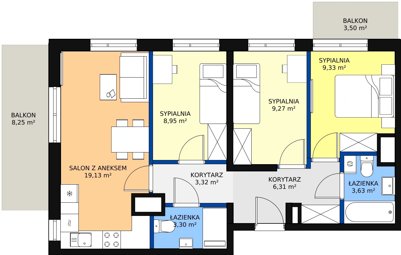 Zalety mieszkania 66.03 m², 19A-32