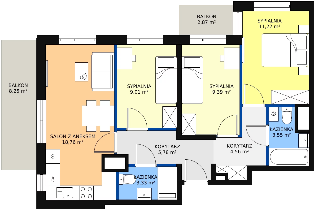 Zalety mieszkania 68.51 m², 19A-38