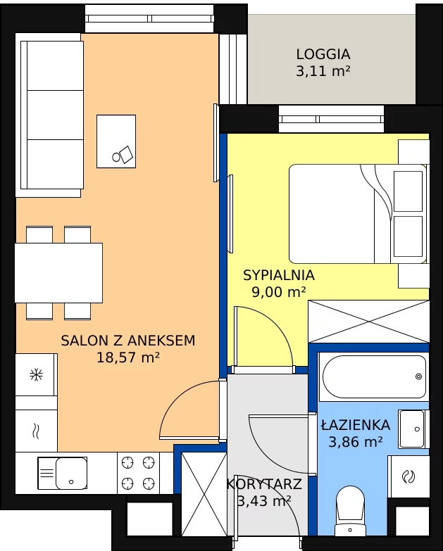 Zalety mieszkania 36.2 m², 19A-61