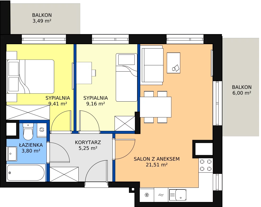 Zalety mieszkania 50.97 m², 19A-70
