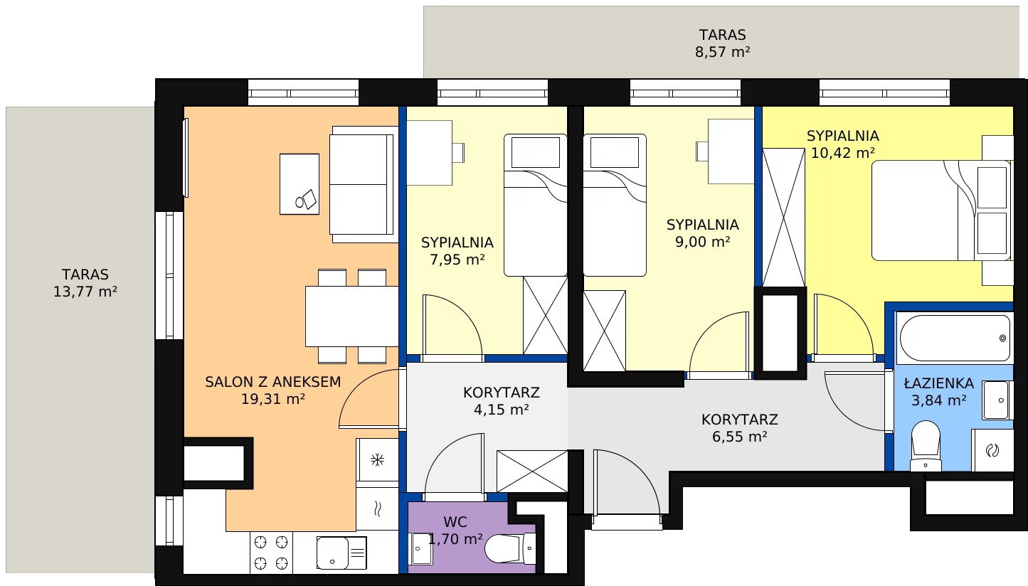 Zalety mieszkania 66.41 m², 19A-80