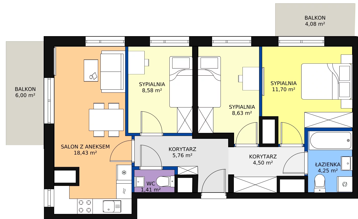 Zalety mieszkania 66.71 m², 19A-84