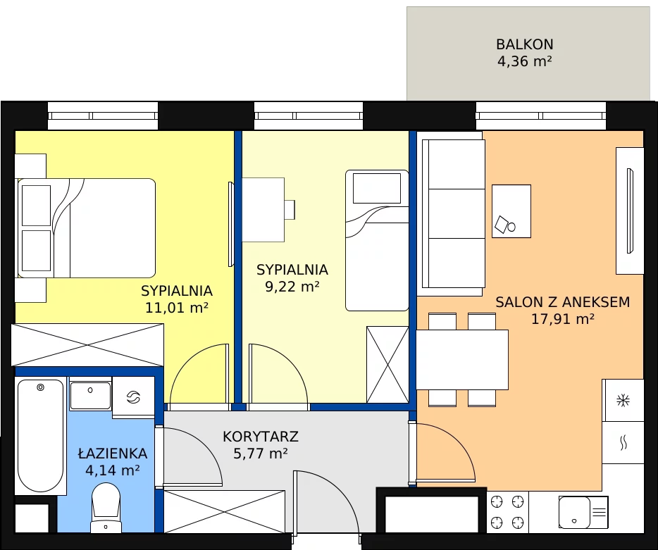 Zalety mieszkania 50.01 m², 19A-86