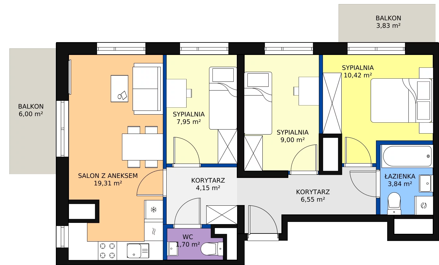 Zalety mieszkania 66.41 m², 19A-88