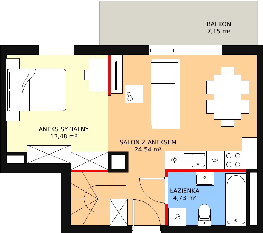 Mieszkanie 54,18 m², piętro 2, oferta nr A-12, Aalto, Gdańsk, Wrzeszcz, ul. Ogrodowa